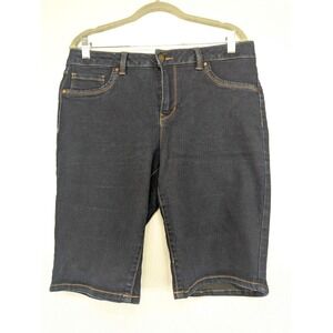 D Jeans‎ Womens Size 14 Dark Wash Denim Bermuda Shorts Stretch Cotton Blend